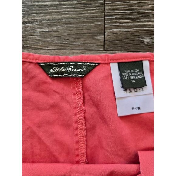 Eddie Bauer Coral Cotton Midi Skirt Size 16 Tall Pleated Classic Preppy Modest - Picture 4 of 8